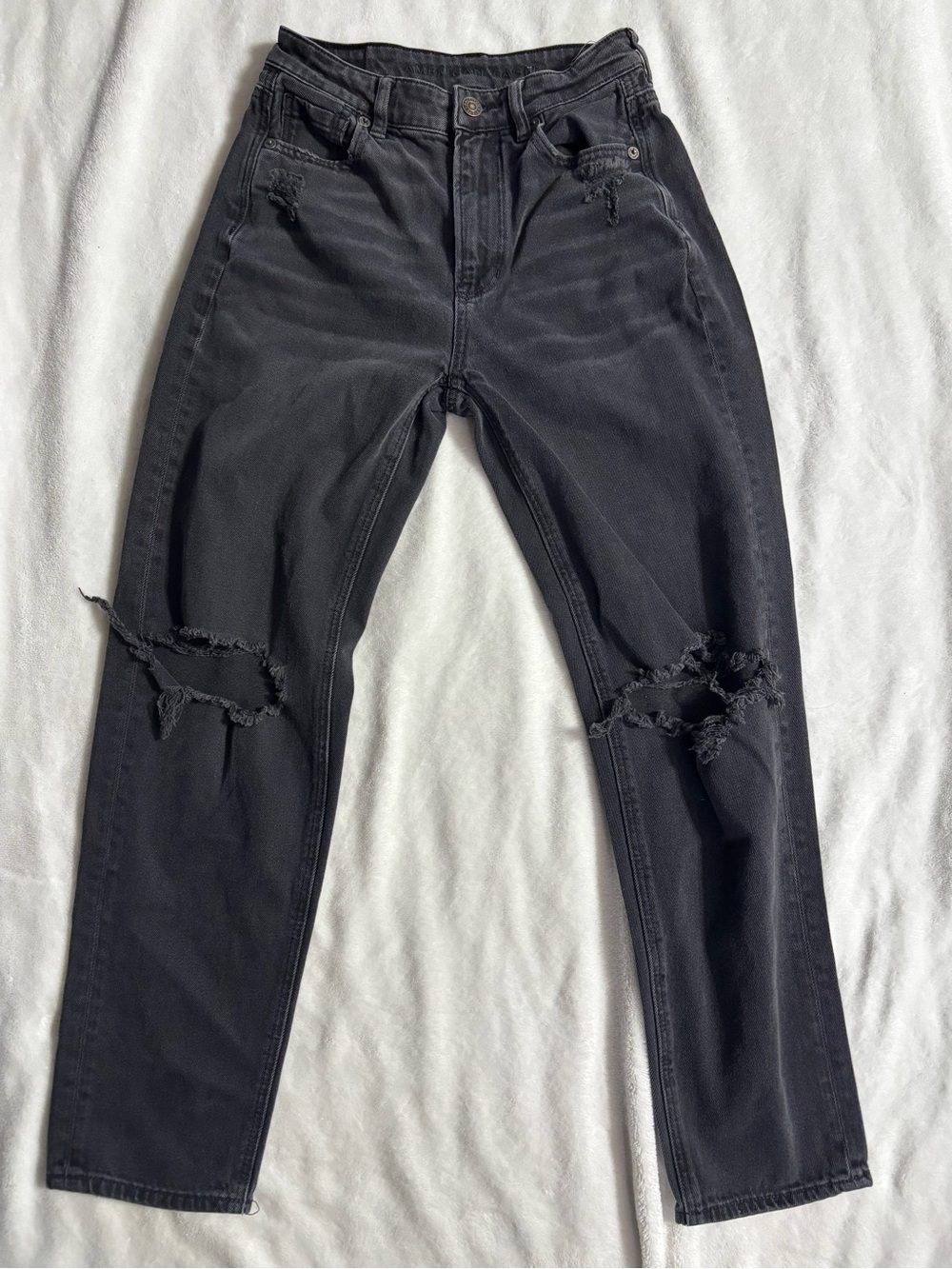 American Age Black Slim Straight Ripped Jeans